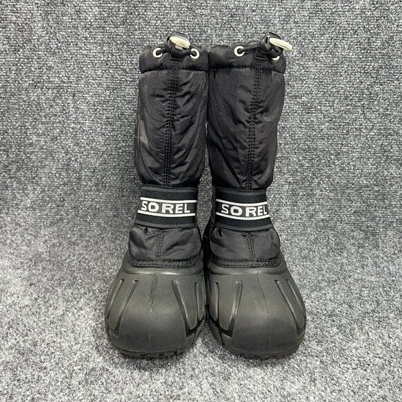 Sorel Winter Snow Boots Youth Size 5 Black Rubber Waterproof Outdoor Adventure - Picture 2 of 11
